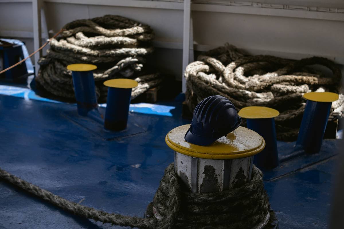 a group of blue buckets