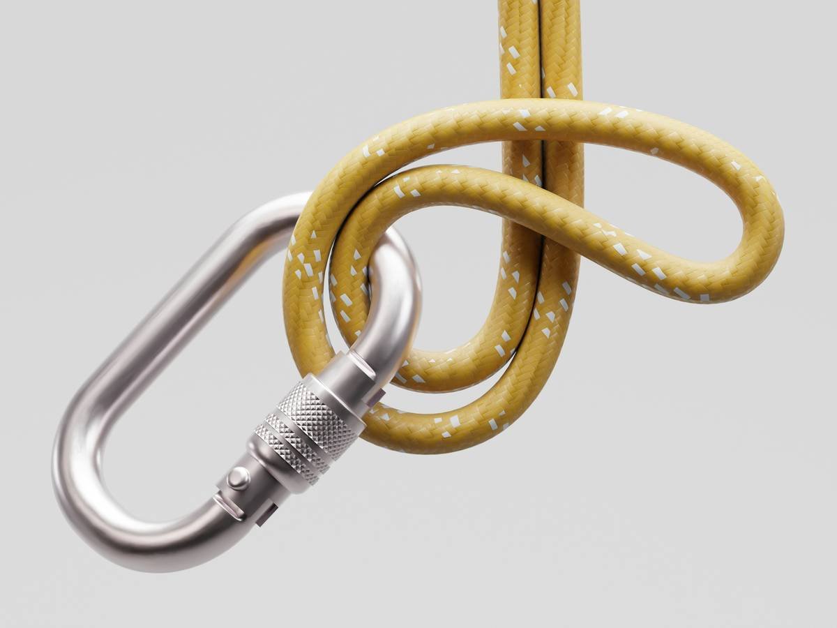 Rope 3D Design with carabiner useful for wallpaper and background